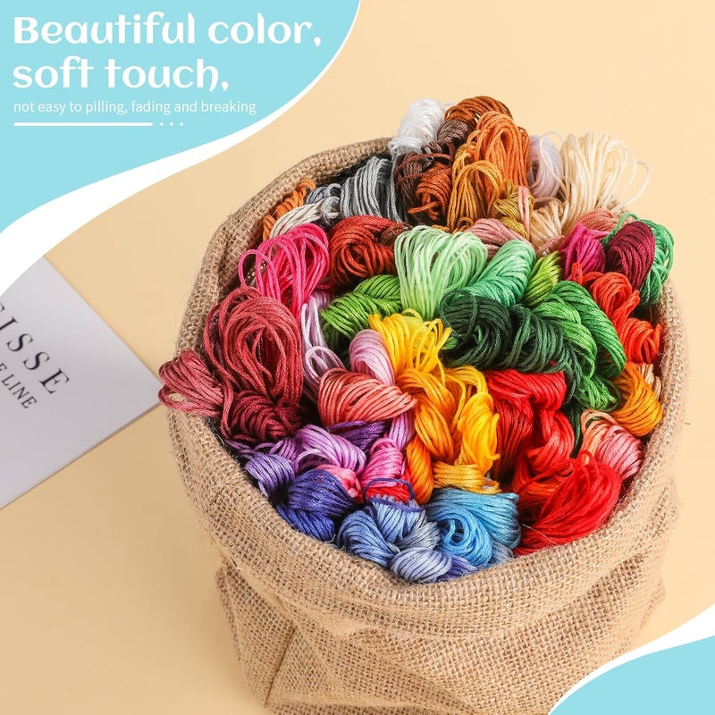 Dercuy Embroidery Thread,100 Skeins Multicolor Embroidery Floss, Embroidery String for Bracelet Making,Hand Sewing Needle for Embroidery - Image 5